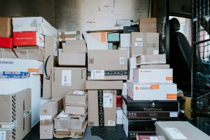 A stack of boxes waiting to be delivered